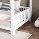 preview thumbnail 23 of 31, Twin/Full Size House Bed with LED Light and Guardrail, Solid Wood Platform Bed Frame with Roof Design for Kids