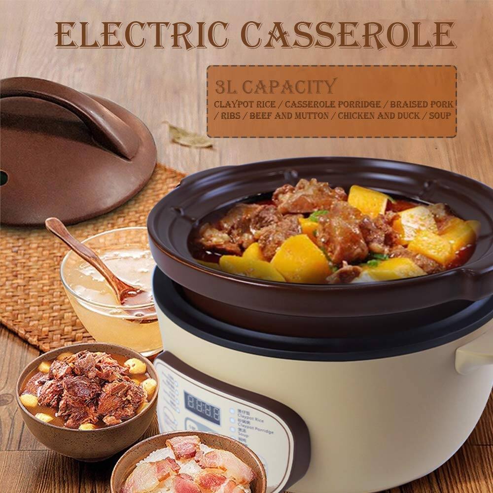 3L Electric Clay Pot Slow Cooker for Claypot Rice and Casserole