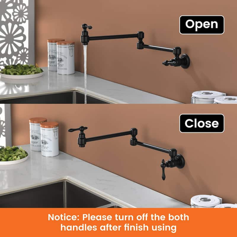 Pot Filler Faucet Commercial Wall Mount Kitchen Sink Faucet Modern Folding Stretchable Double Joint With Single Hole Two Handles