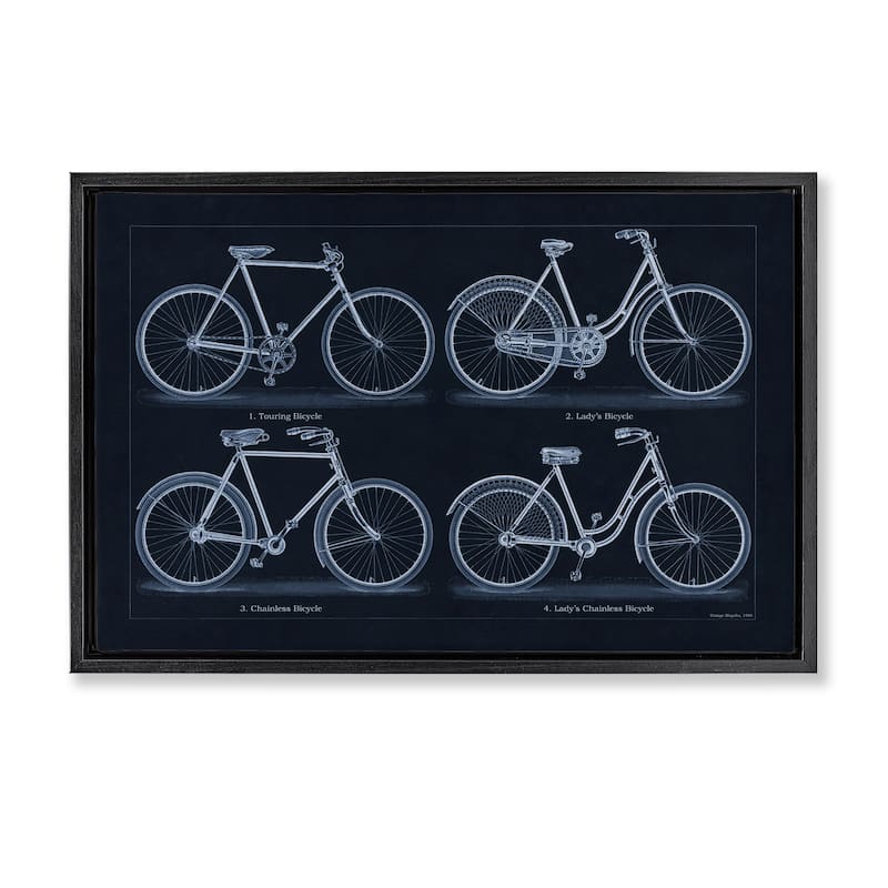 Stupell Traditional Bicycle Styles Diagram Framed Floater Canvas Wall Art Design By Phillipa Katz - 31 x 21 - Black