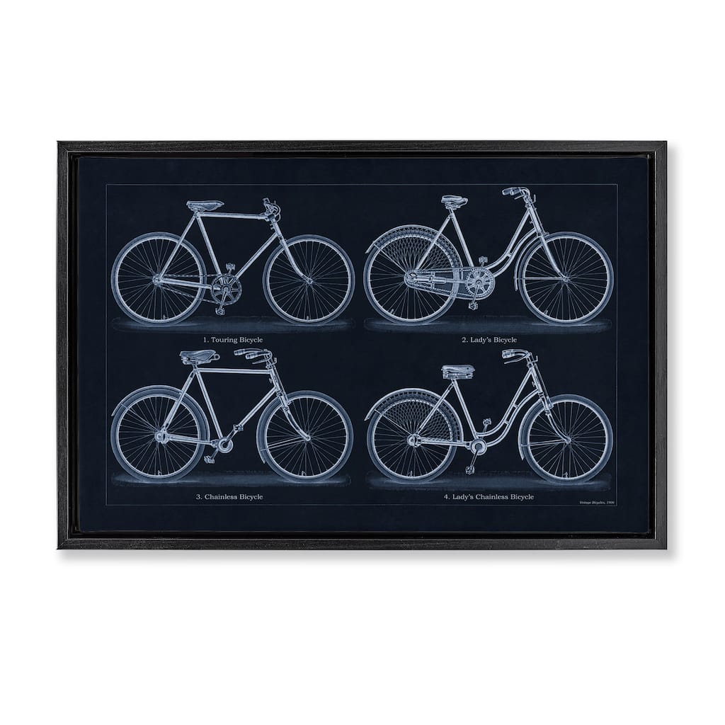 Stupell Traditional Bicycle Styles Diagram Framed Floater Canvas Wall Art Design By Phillipa Katz