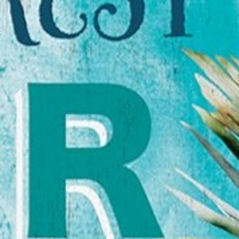 HomeRoots 10" Aquamarine And Pink Solid Wood Tropical Floral Rest Relax Enjoy Porch Sign