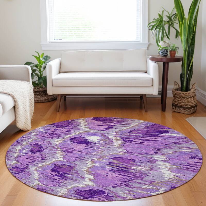 Premium Washable Super Soft Modern Abstract Mayfield Rug - Lavender - 8' x 8' - Round