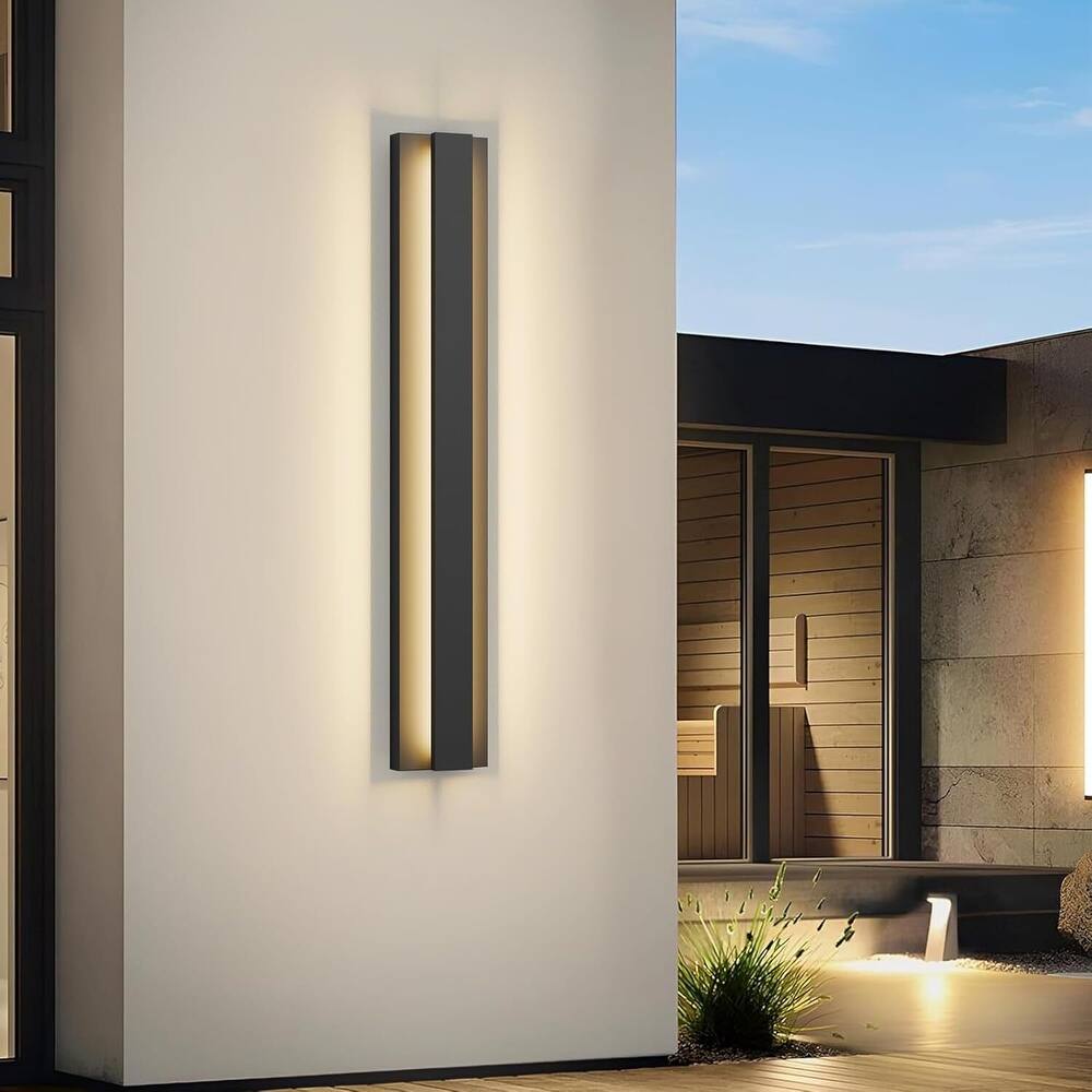 Black Modern/Contemporary LED Outdoor Wall Lantern Sconce 1 or 2 Set