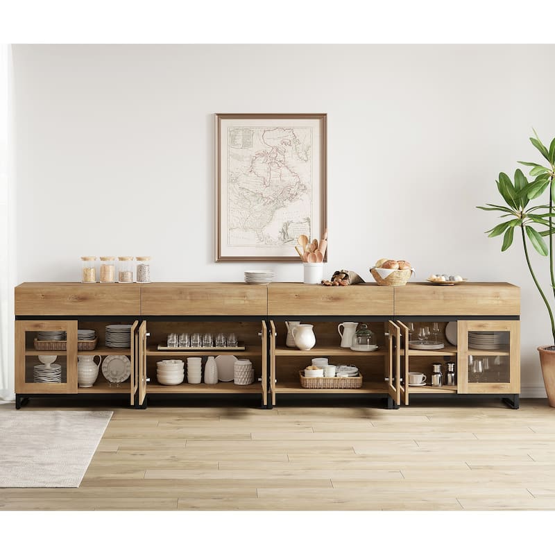 Modern Dresser With Glass Doors, Drawer, And Adjustable Shelf - Multifunctional Storage Cabinet For Living Room Or Bedroom
