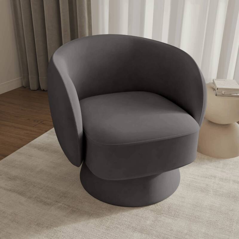 Raze 31" Swivel Accent Armchair Upholstered in Boucle/Velvet/Linen Fabric with Plush Cushioning and Solid Wood Support