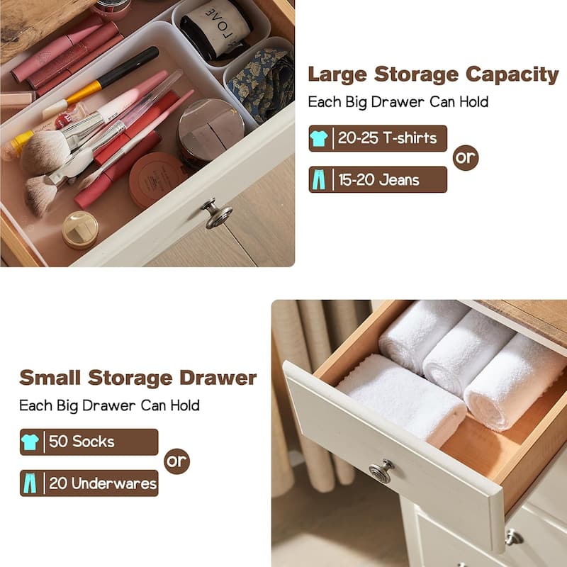 Vintage 6 Drawers Wood Dresser Chests, Rustic Dressers Chset Organizer