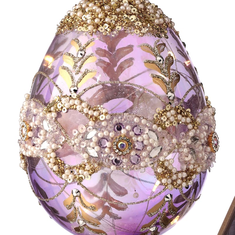 8"Glass LED Egg Pedestal With Jewel