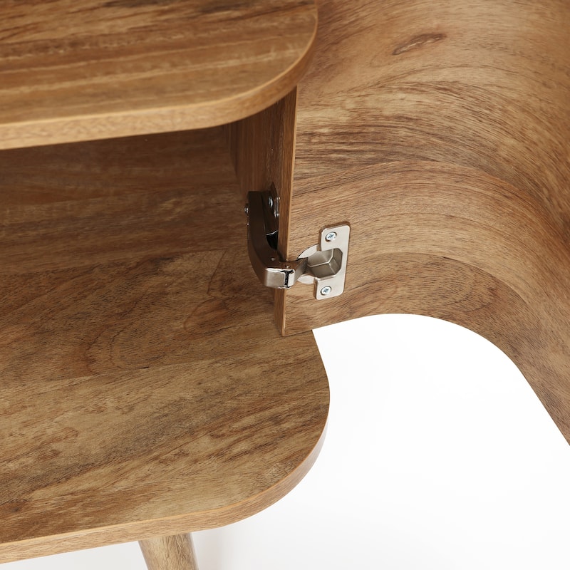 Natural Oak Manufactured Wood 4-Door Sideboard Cabinet - 71" Wide