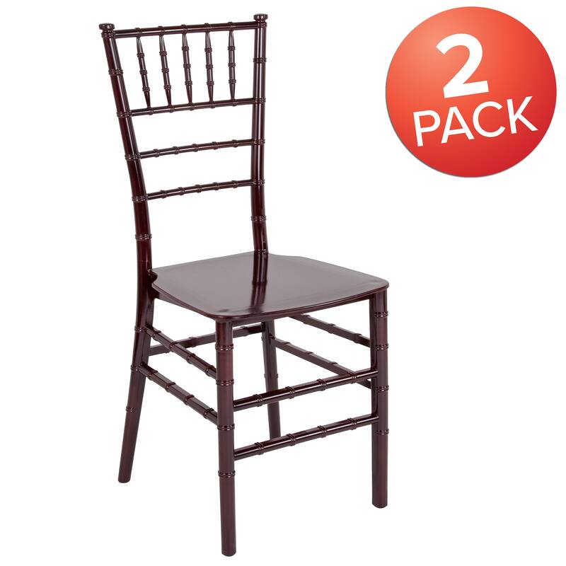 2 Pack Gold Resin Stacking Chiavari Chair - 15"W x 18.75"D x 35"H - 15"W x 18.75"D x 35"H