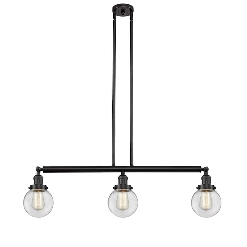 Innovations Lighting Beacon 3 Light 39" Wide Linear Chandelier - Oil Rubbed Bronze / Clear