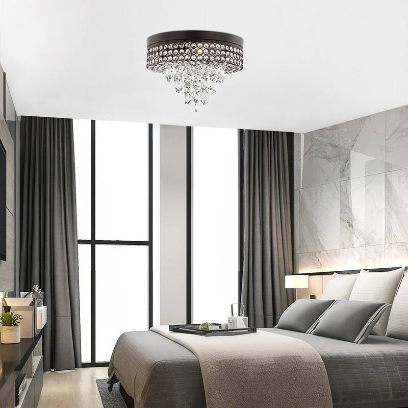 GetLedel 4-Light Tiered Crystal Flush Mount