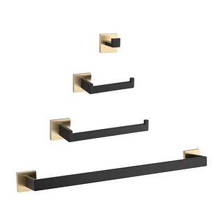 4 Piece Bathroom Hardware Set Matte Black & Gold Bathroom Accessories ...