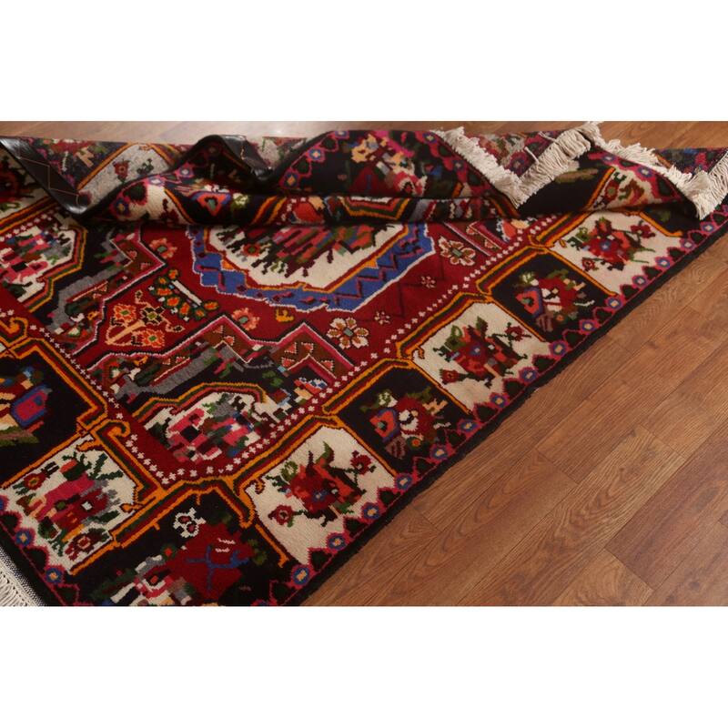 Hand Knotted Oriental 100% Wool Carpet Traditional Medallion Red Bakhtiari Area Rug - 4' 7'' X 3' 5''