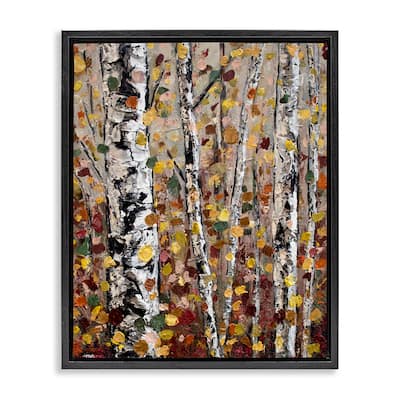 Stupell Autumn Birch Trees Abstract Leaves Framed Floater Canvas Wall Art by Jen Seeley