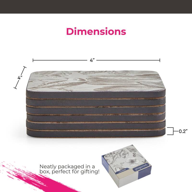 Pimpernel Set of 6 Vintage Garden Coasters - 4 Inches Sq.