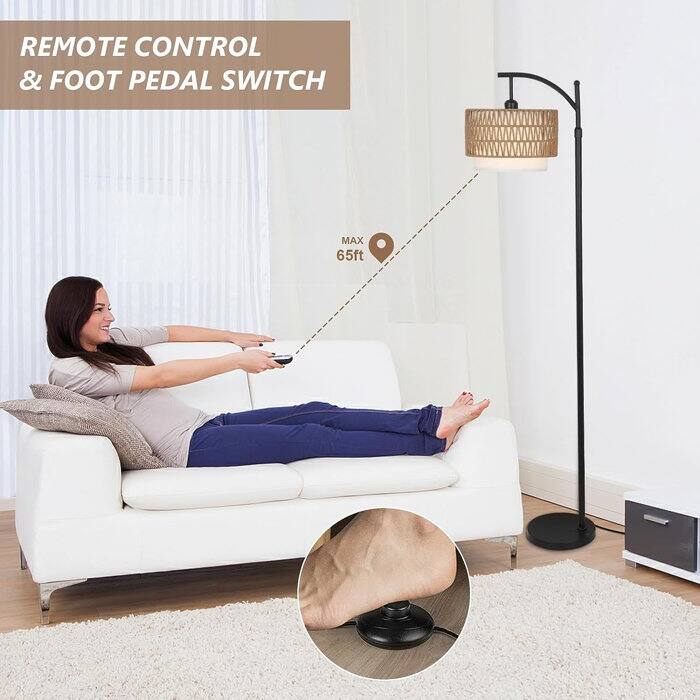 Farmhouse Floor Lamps with Remote & Dimmable Bulb