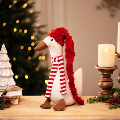 Plush Textured Swan Christmas Decoration - 13"