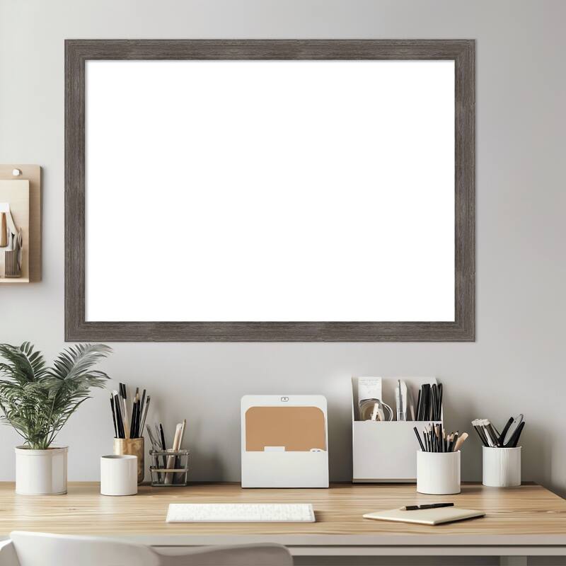 Amanti Art Pinstripe Lead Grey Framed Dry Erase Magnetic Board