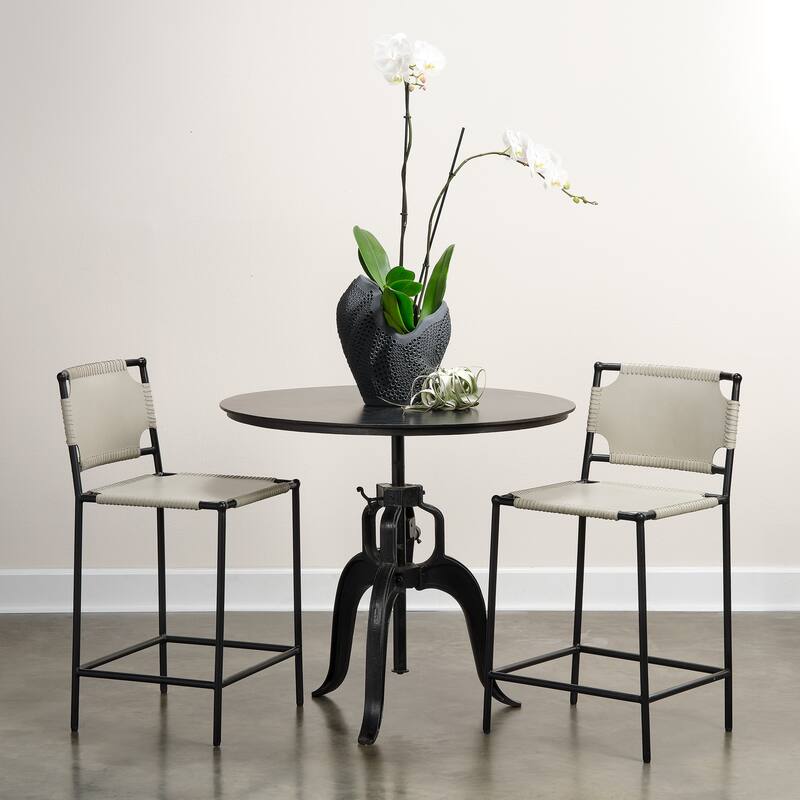 Alden Decor Adjustable Crank Iron Table