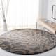 SAFAVIEH Florida Shag Honey Ornate Damask 1.2-inch Thick Rug - 4' x 4' Round - Grey/Beige