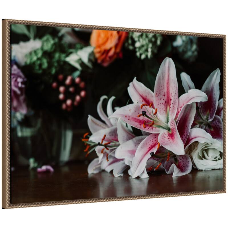 Kate and Laurel Sylvie Dark Lily Framed Canvas by Alicia Abla - 33x23 - Gold