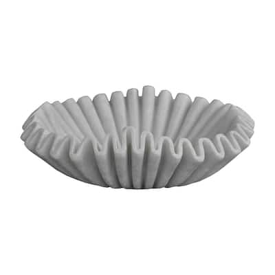 Artissance White Marble Curly Bowl, 12 Inch Long