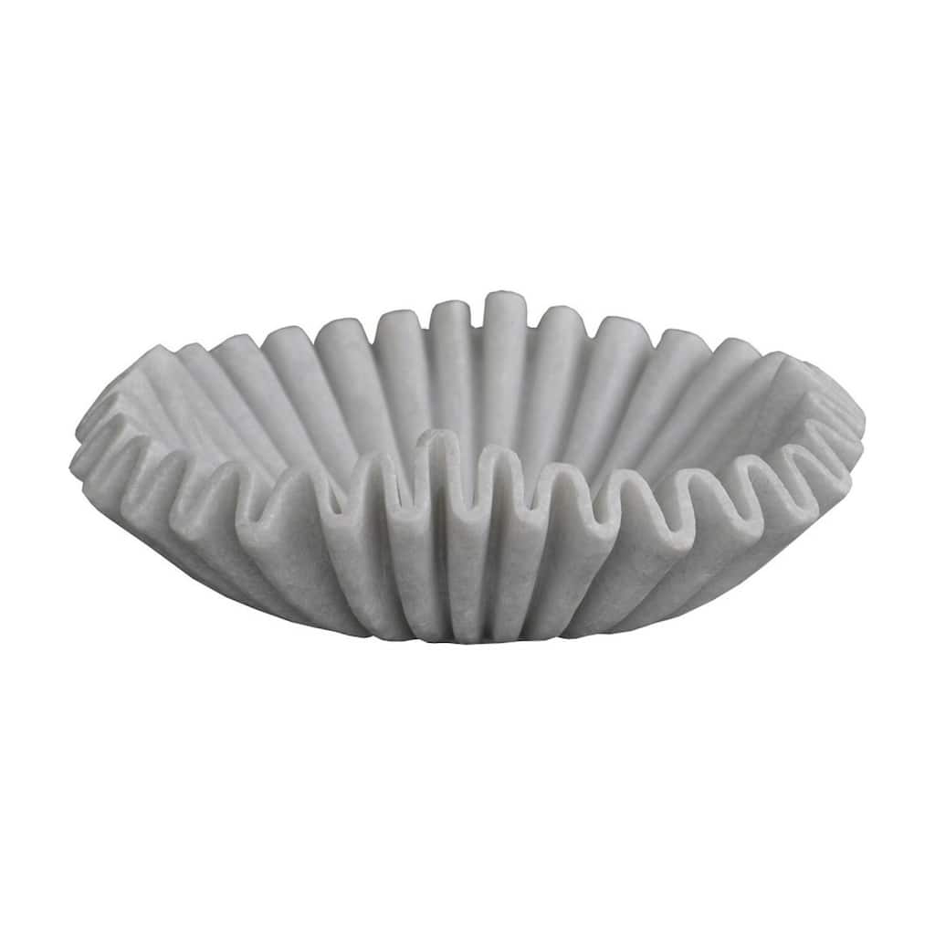 Artissance White Marble Curly Bowl, 12 Inch Long