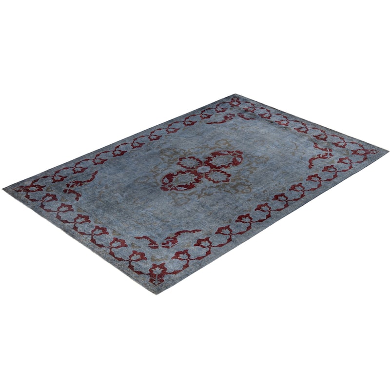 Overdyed One-of-a-Kind Hand-Knotted Area Rug - Gray - 6' 1" x 9' 1"