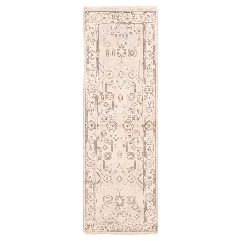 ECARPETGALLERY Hand-knotted Royal Oushak Light Grey Wool Rug - 2'6 x 7'9 - Light Grey - 2'6 x 7'9