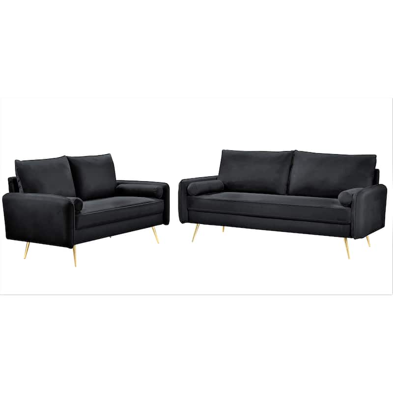 Villeda Velvet Mid-century modern 2PCS living room set
