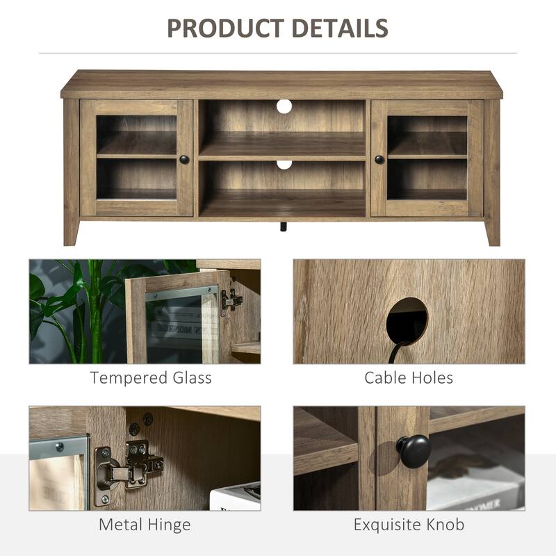 Modern TV Stand with Adjustable Shelves Cable Management and Heavy Duty Capacity - 55" W x 15.5" D x 19.75" H