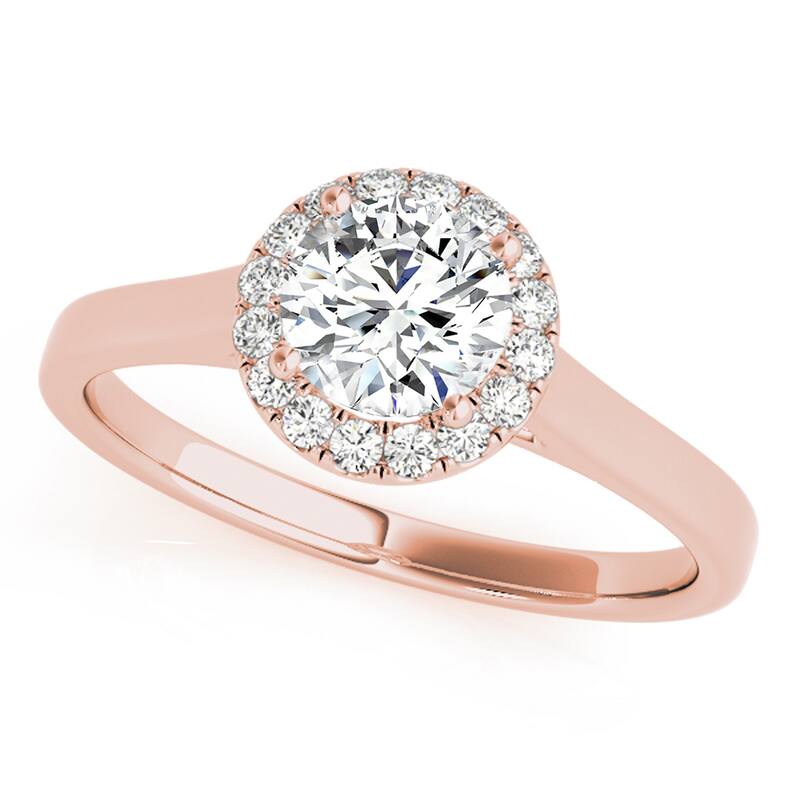 Auriya 14k-Rose Gold Lab Grown Round Diamond Halo Engagement Ring 0.50 to 5.00 ct. tw. (F-G VS) - 6.5 - 1.00 ct. tw.