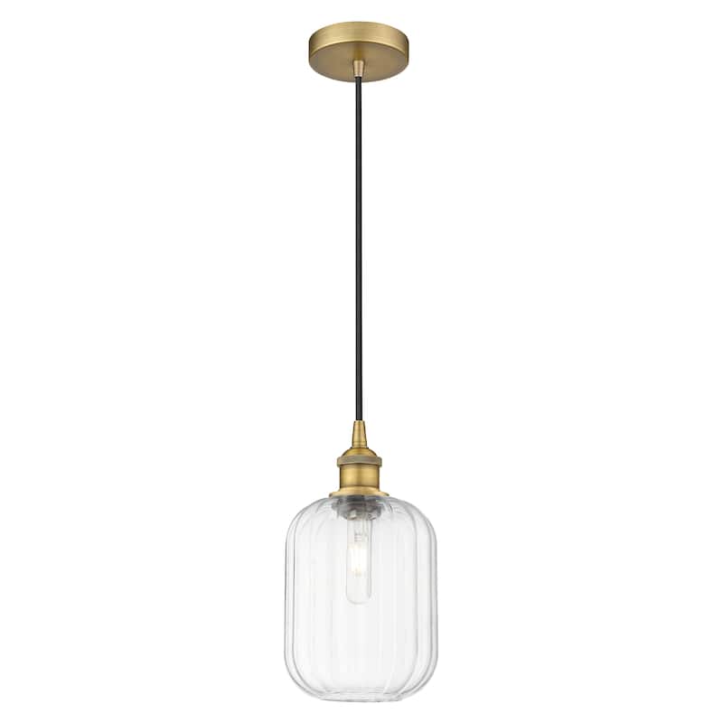 Innovations Lighting Endless Possibilities Edison - Preston - 1 Light 7" Jar Shade Cord Hung Mini Pendant - Clear/Brushed Brass