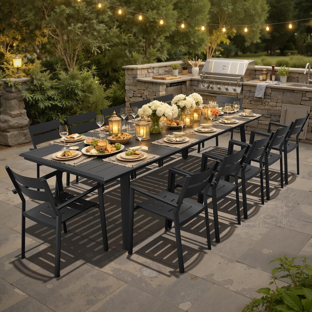 Outdoor Patio All-Weather Aluminum Dining Table for 8-12 Person