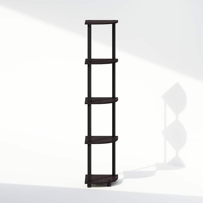 5 Tiers Wood Household Shelving Unit in Dark Walnut (11.6 in. W x 57.7 in. H x 11.6 in. D)
