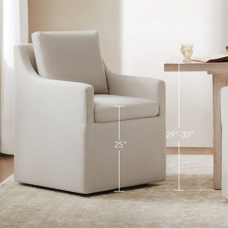 Bentley Modern Mobile Dining Arm Chairs with Casters & Storage
