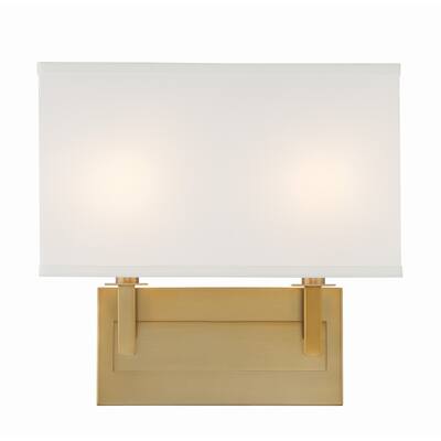 Durham 2 Light Vibrant Gold Sconce - 12.75"W x 12.25"H x 3.75"D
