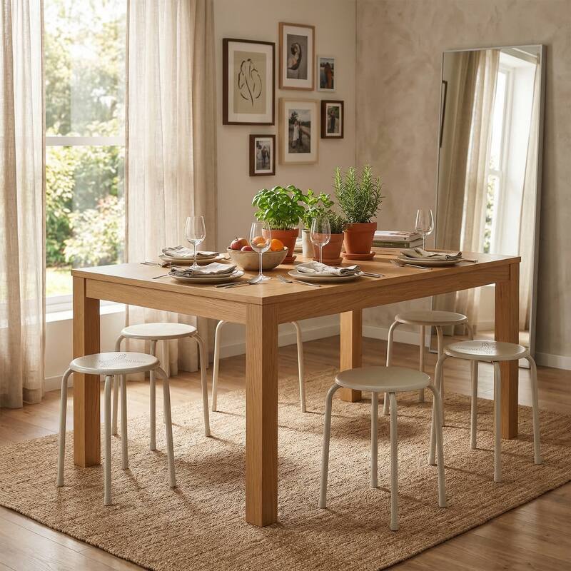 FurnitureR Metal Round Stool Set of 4/6 Stackable Backless Stools for Kitchen Home