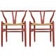 preview thumbnail 25 of 25, Set of 2 Modern Wood Dining Chair With Y Back Arm Armchair Hemp Seat For Home Restaurant Office Red