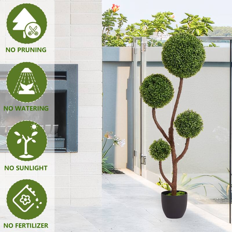 Spiral for indoor outdoor decoration artificial boxwood topiary ball tree 2025 High quality green plant trees 120cm 1pcs/set