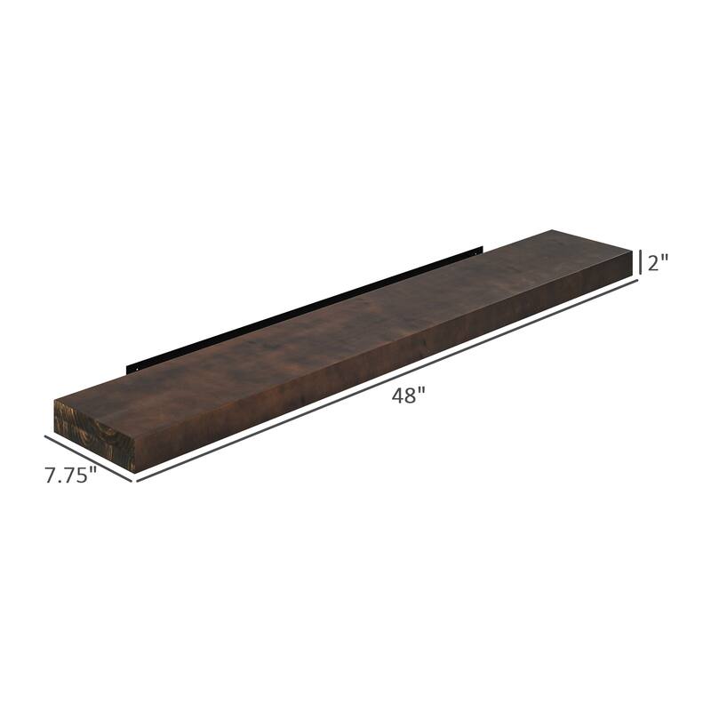 Wall Mounted Floating Shelf Solid Wood Rustic Wood Grain Design - 48" W x 7.75" D x 2" H