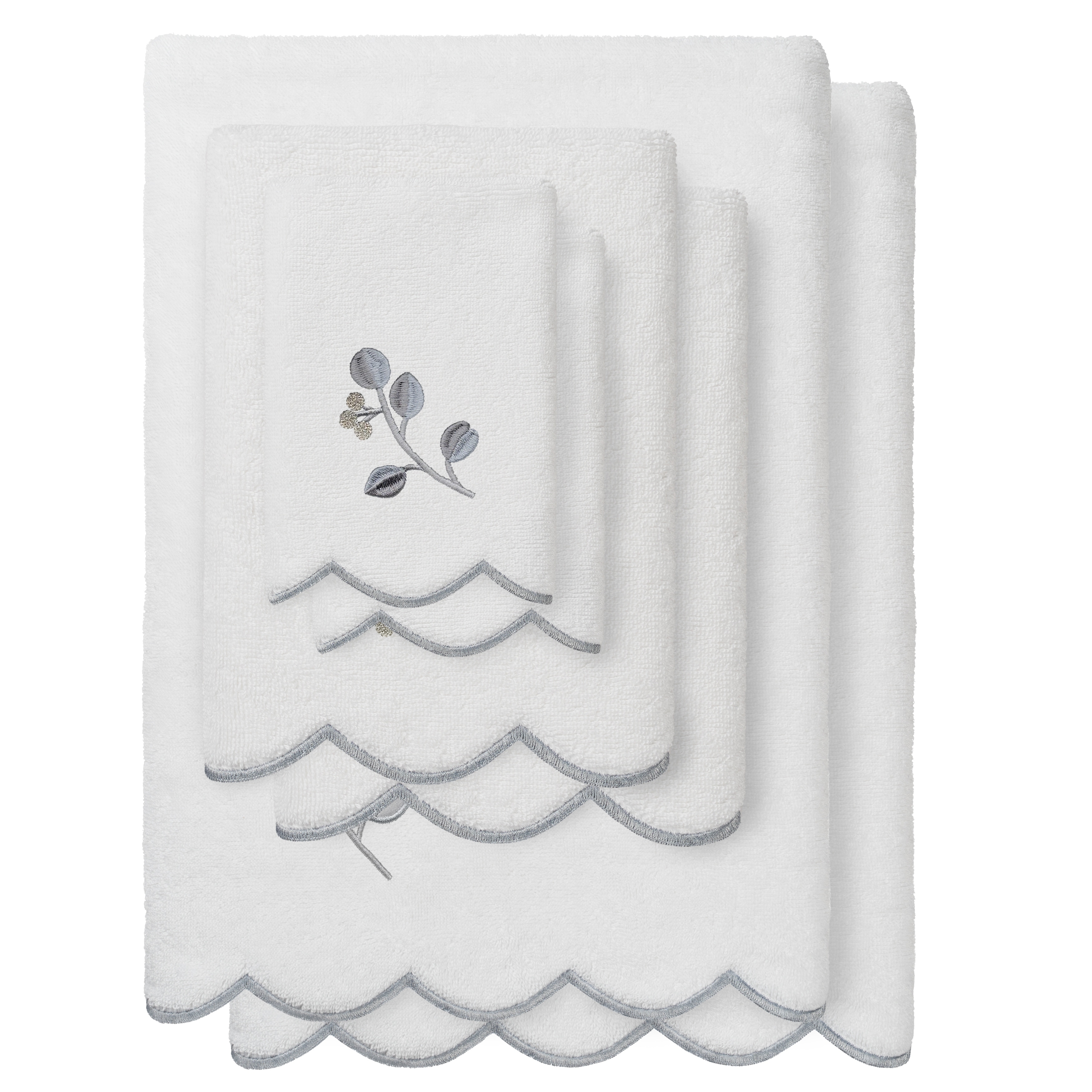 Authentic Hotel and Spa 100% Turkish Cotton WILD BRANCH Scallop Embellished Towel Collection