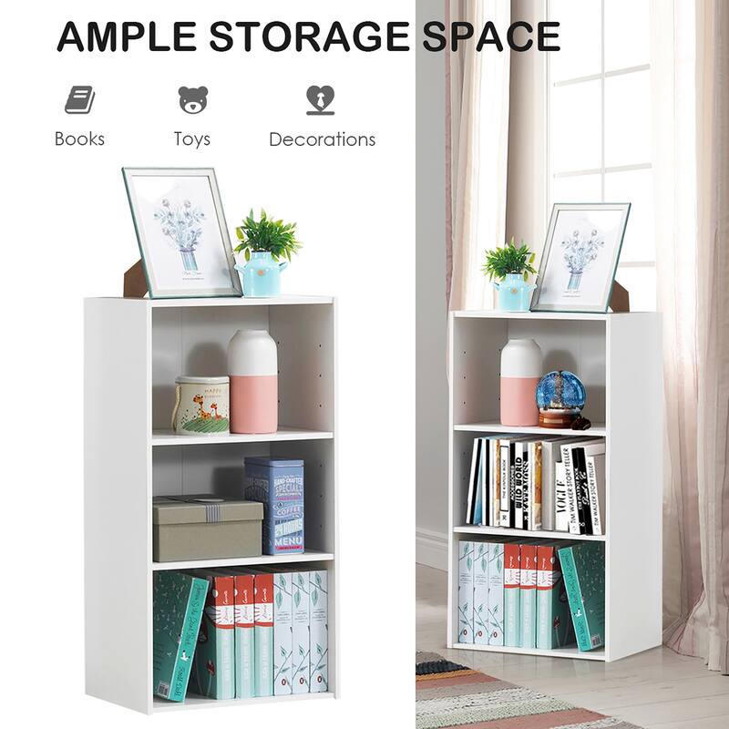 Gymax 3 Tier Open Shelf Bookcase Multi-functional Storage Display - See Details