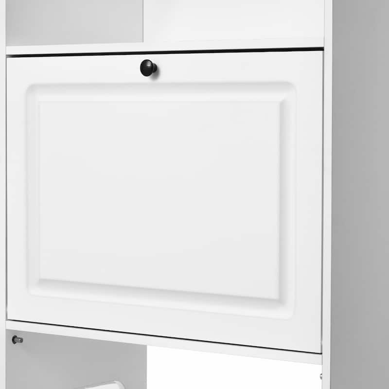 Pet Feeding Station w/ 2 Elevated Dog Bowls Dog Food & Toy Storage Cabinet