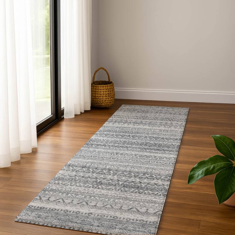 Premium Washable Super Soft Boho Stripes Mayfield Rug - Gray - 2'3" x 7'6"