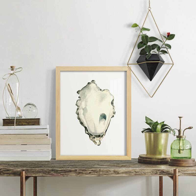 Neutral Oyster Study IV -Framed Print w/glass-Cherry Red