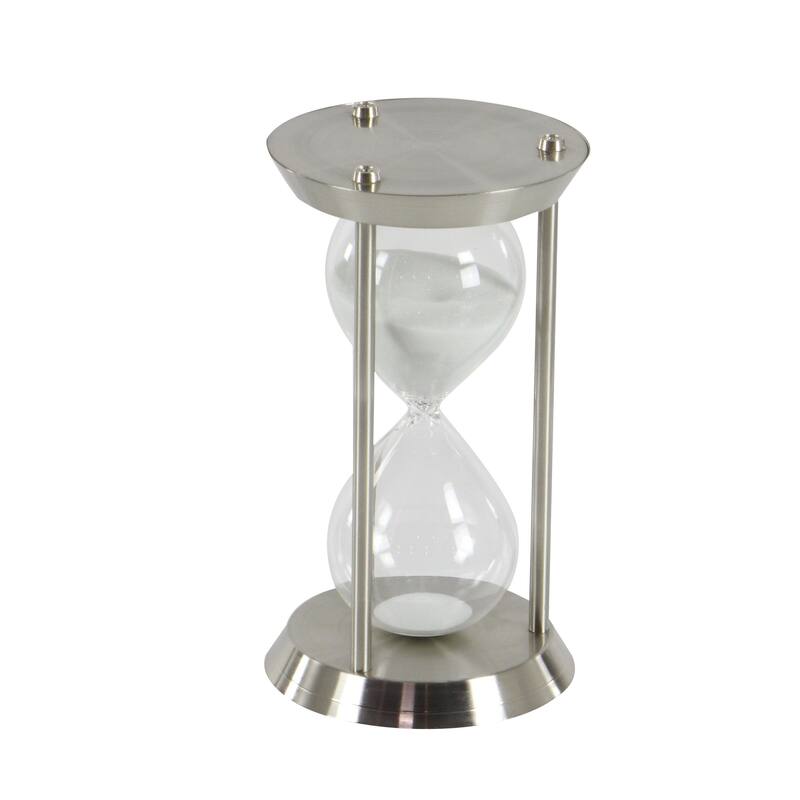 Metal Hourglass Sand Timer - Silver - Roche River Decor