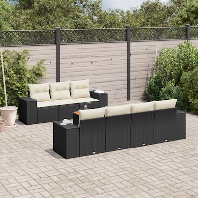 vidaXL Patio Sofa Set with Cushions Outdoor Furniture 8 Piece Poly Rattan - 21.7 x 21.7 x 14.6