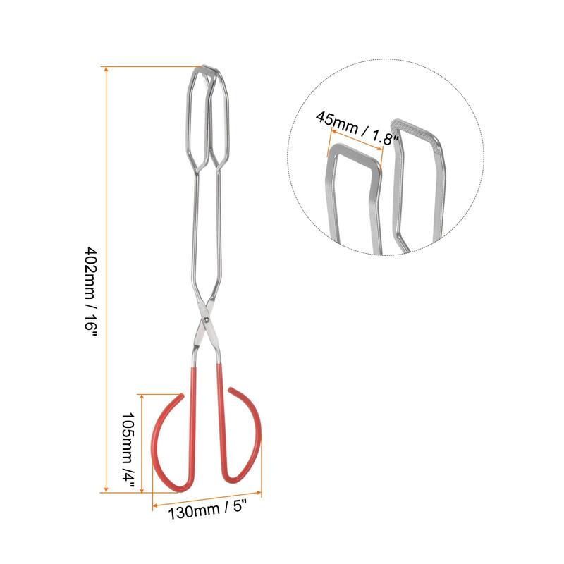 Stainless Steel Scissor Tongs 16" Barbecue Grilling Tongs with Handle - Red